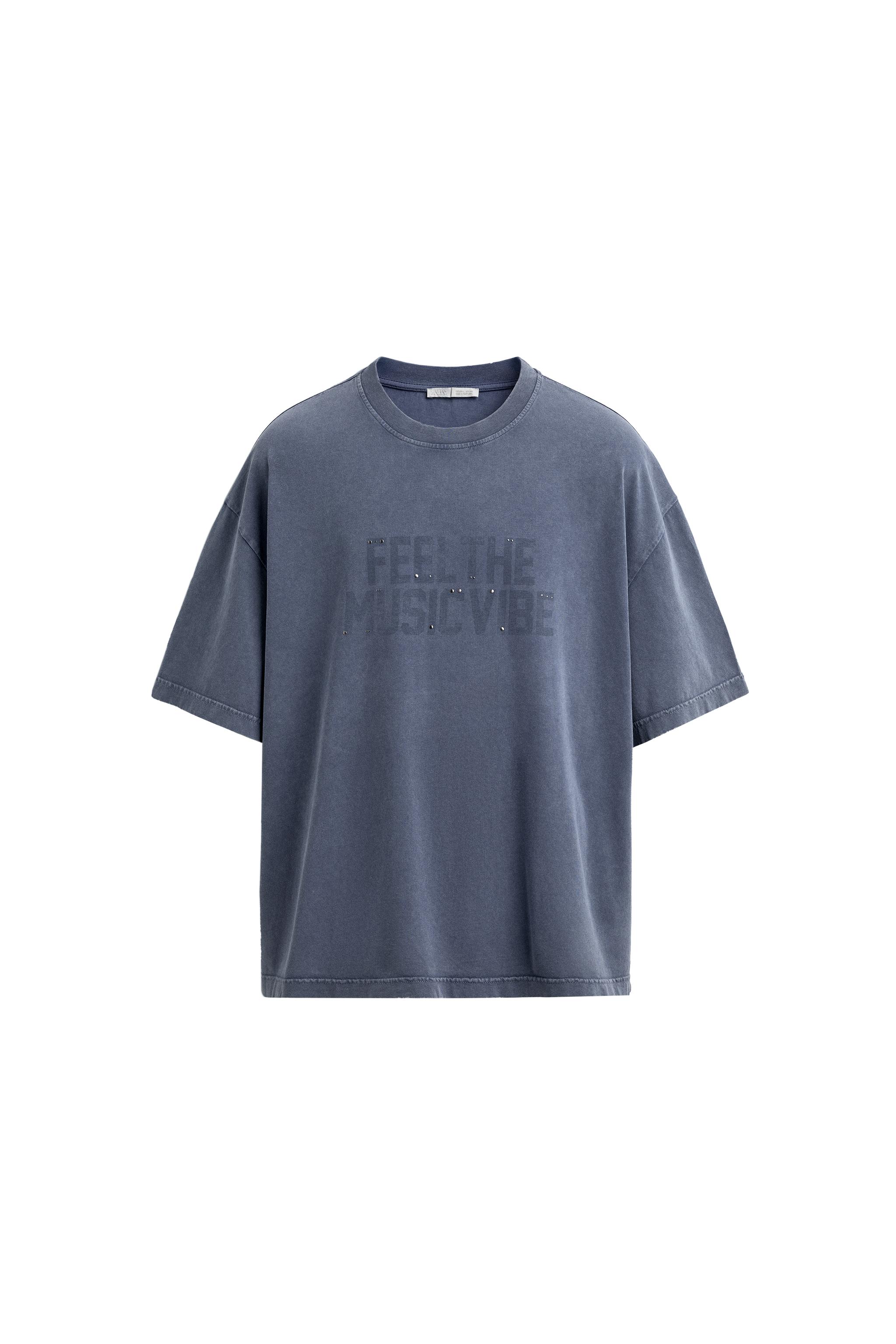 YIKANMIŞ ZIMBALI BASKILI T-SHIRT