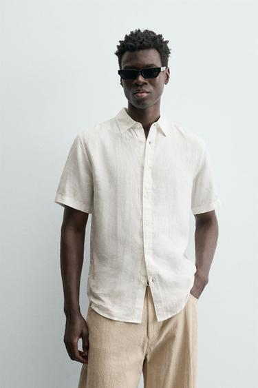 Zara 100% LINEN SHIRT - White