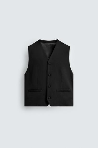 TEXTURED WAISTCOAT WITH POCKETS - Black by Zara