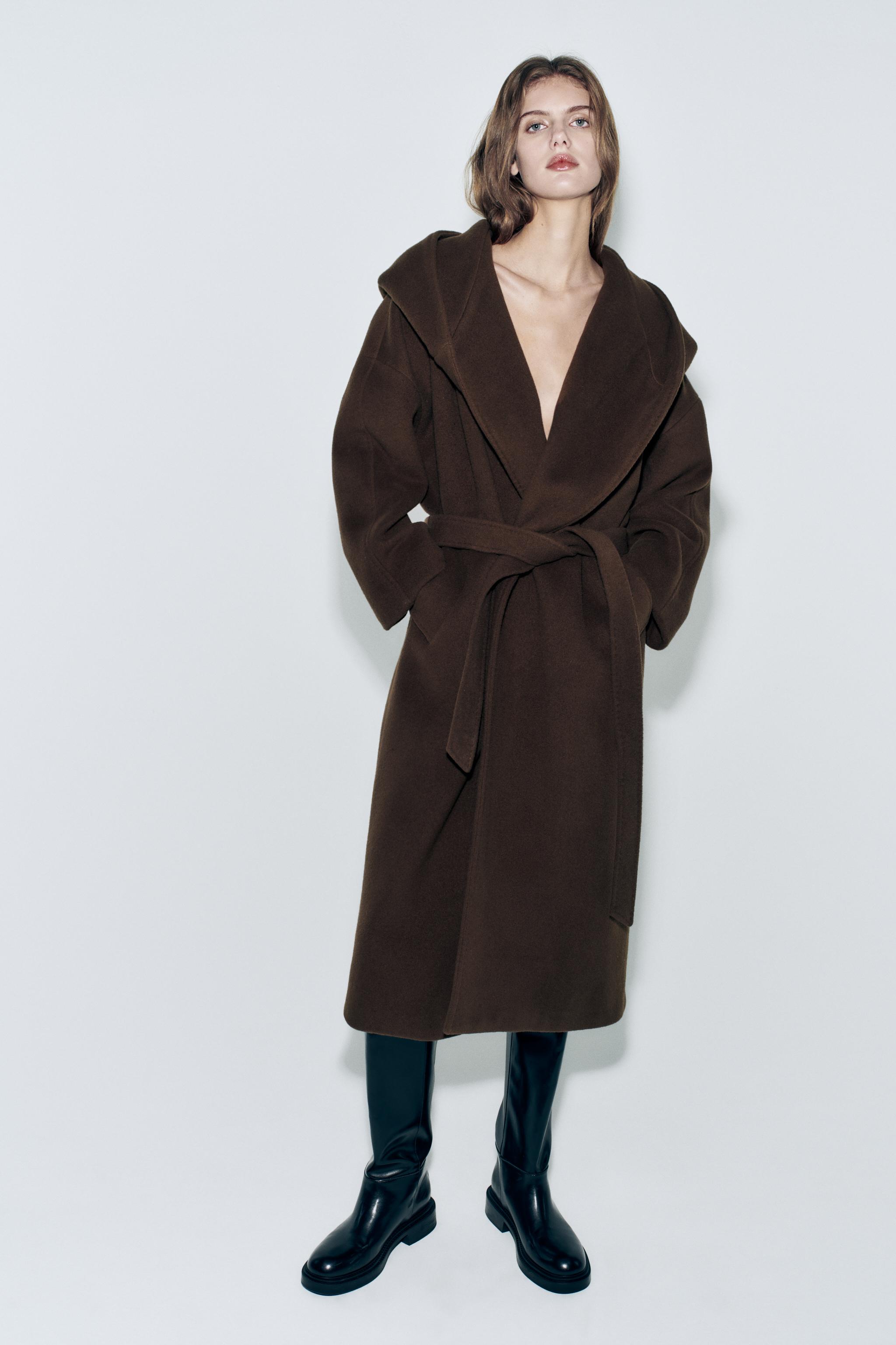 MANTECO WOOL HOODED COAT ZW COLLECTION - Brown | ZARA United States