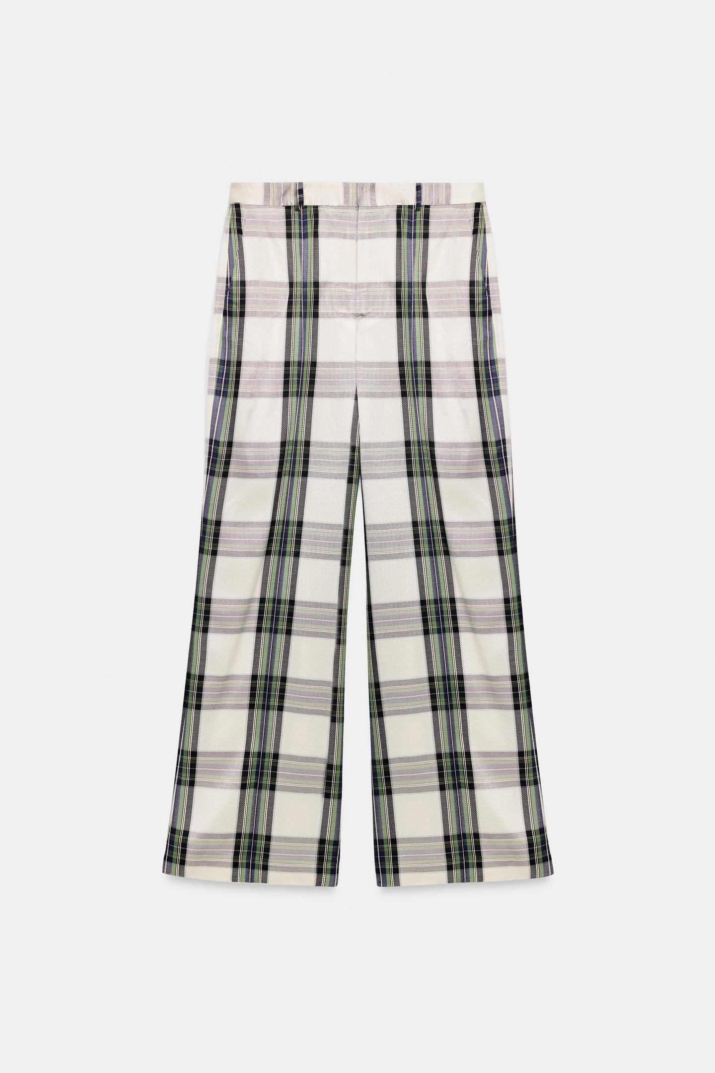 Женские брюки Zara ZW Collection Plaid Flowy, цвет: Экрю — фото 4
