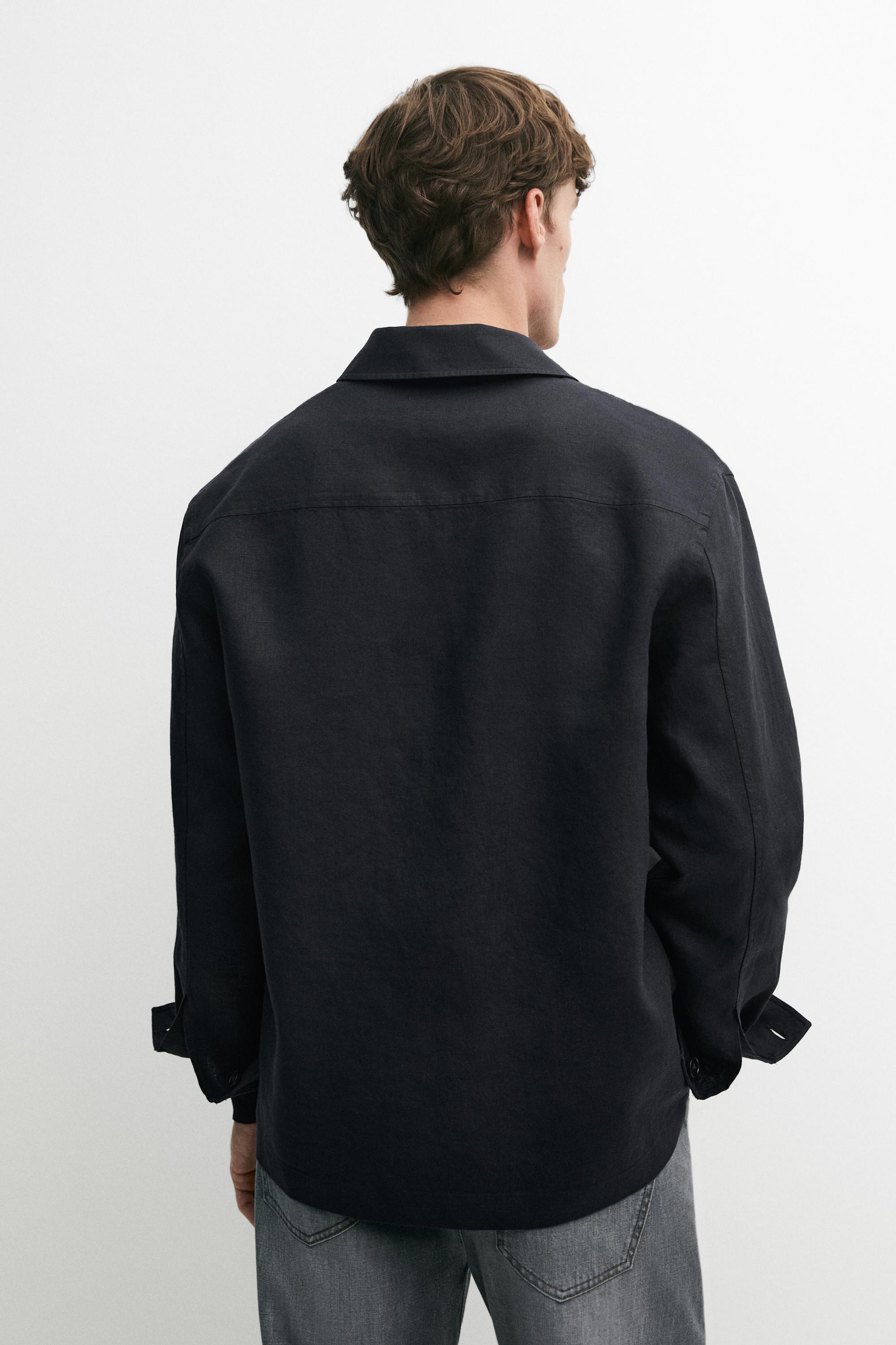 Total look linen overshirt with pocket details