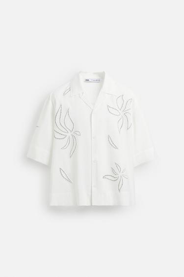 CHEMISE BRODERIE AJOURÉE - Blanc de Zara