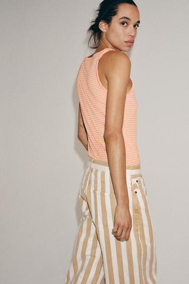 T-SHIRT RUSTIQUE À RAYURES - Oranges de Zara - Image 2