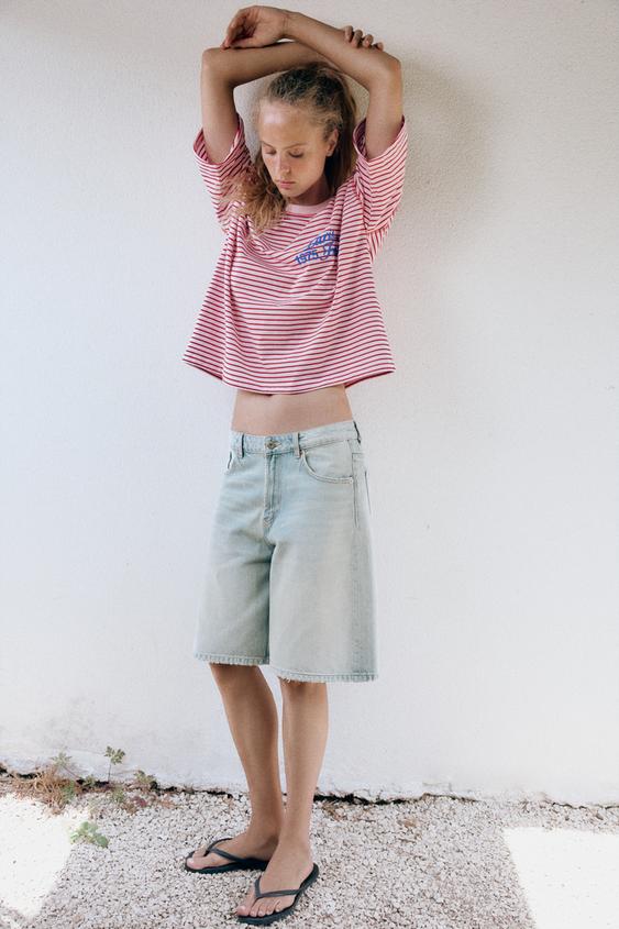 BEEMUDA BAGGY DENIM TRF TIRO MEDIO - Azul claro de Zara - Imagen 0