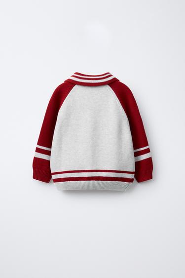 KNIT VARSITY PATCH POLO SHIRT - Dark burgundy by Zara - Image 1