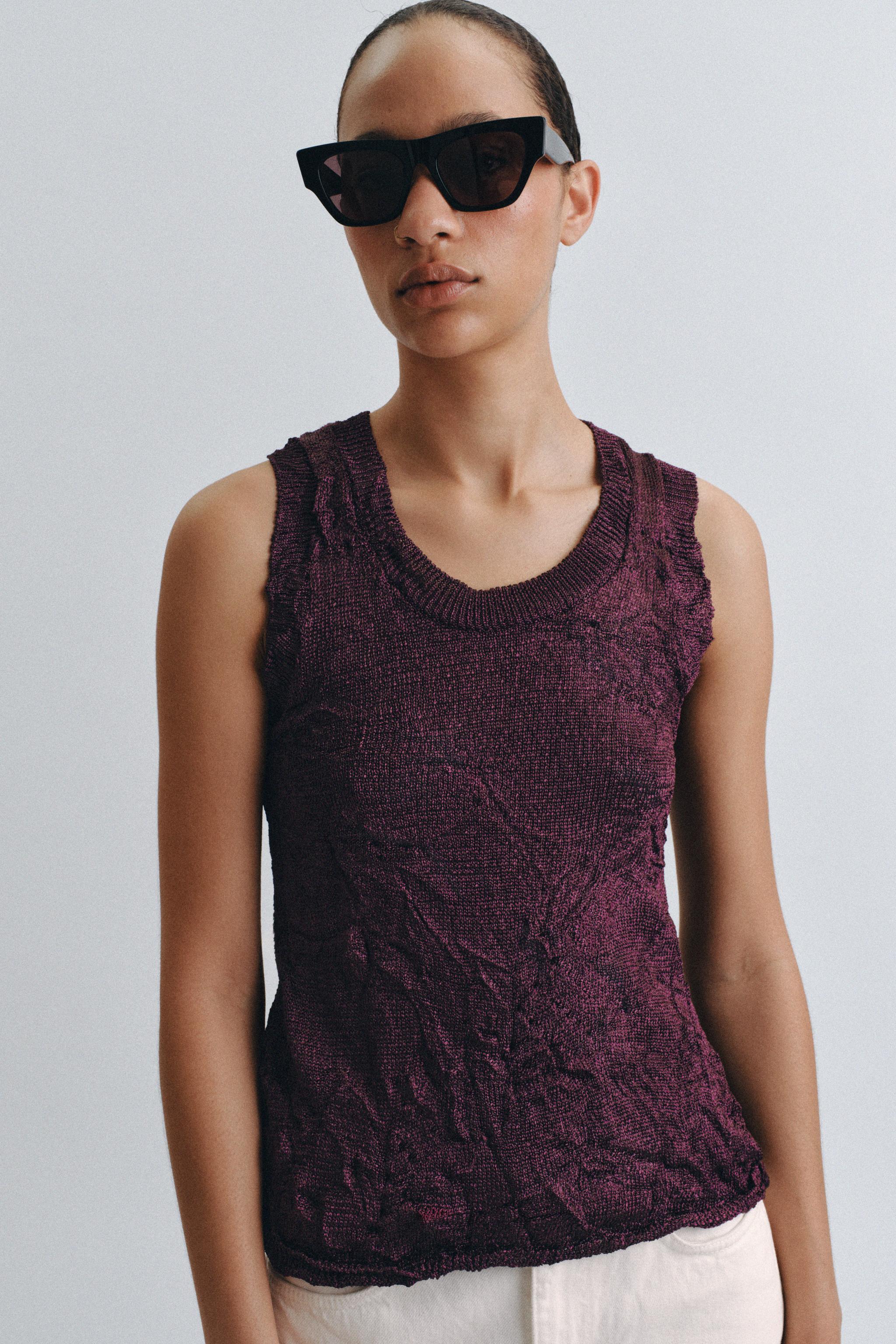 TOP EN MAILLE EFFET FROISSÉ