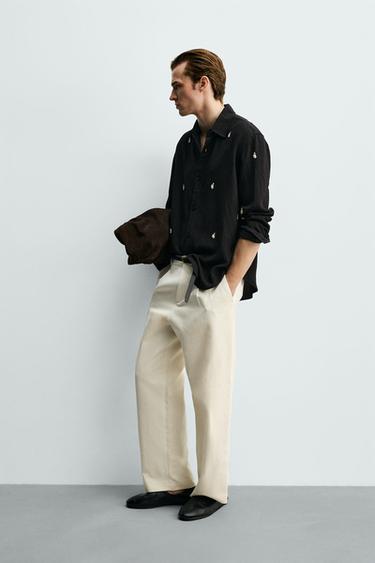 EMBROIDERED FLOWING SHIRT - Black by Zara - Image 4