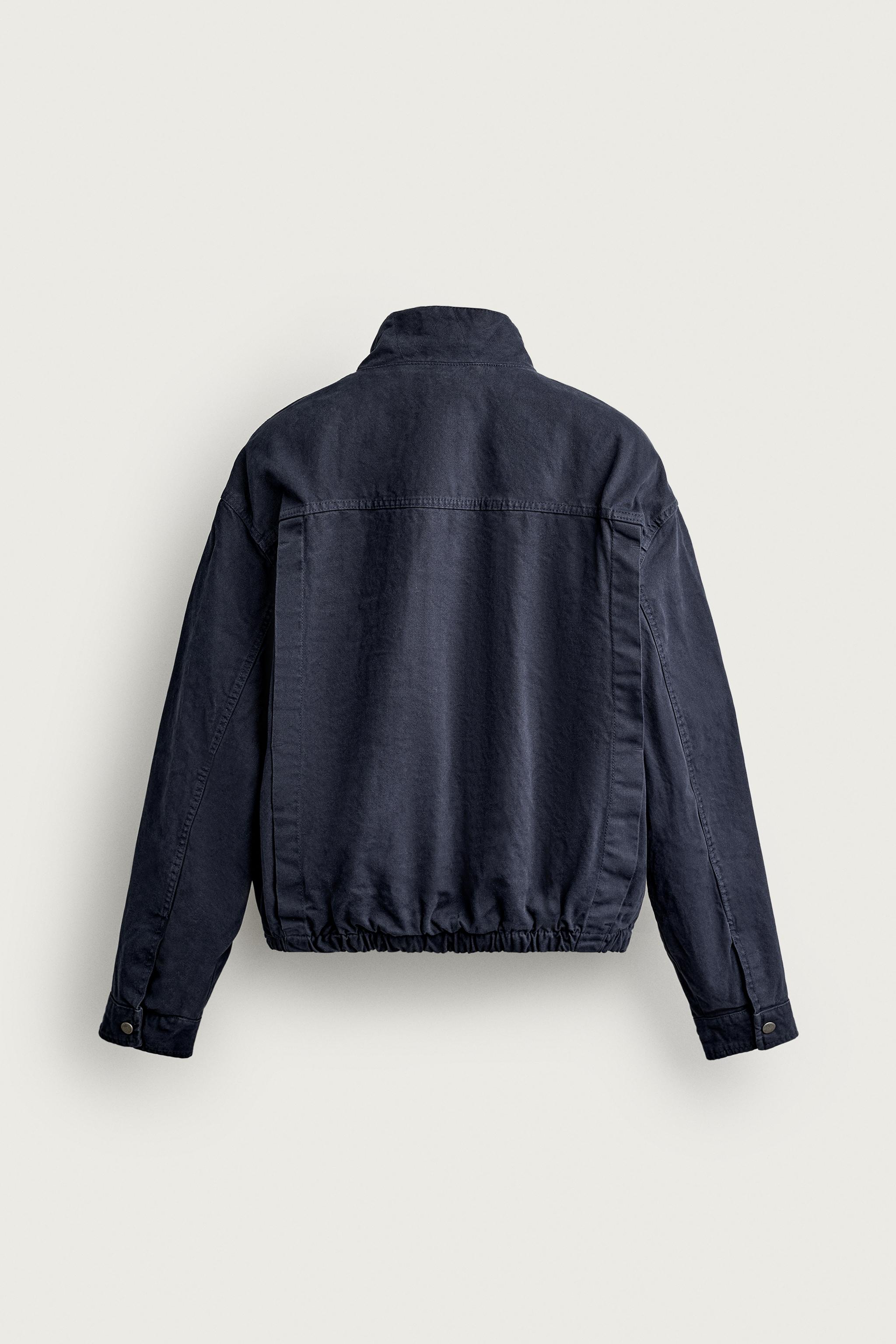 RELAXED FIT JACKET WITH METAL FIREMAN CLASPS — Navy blue