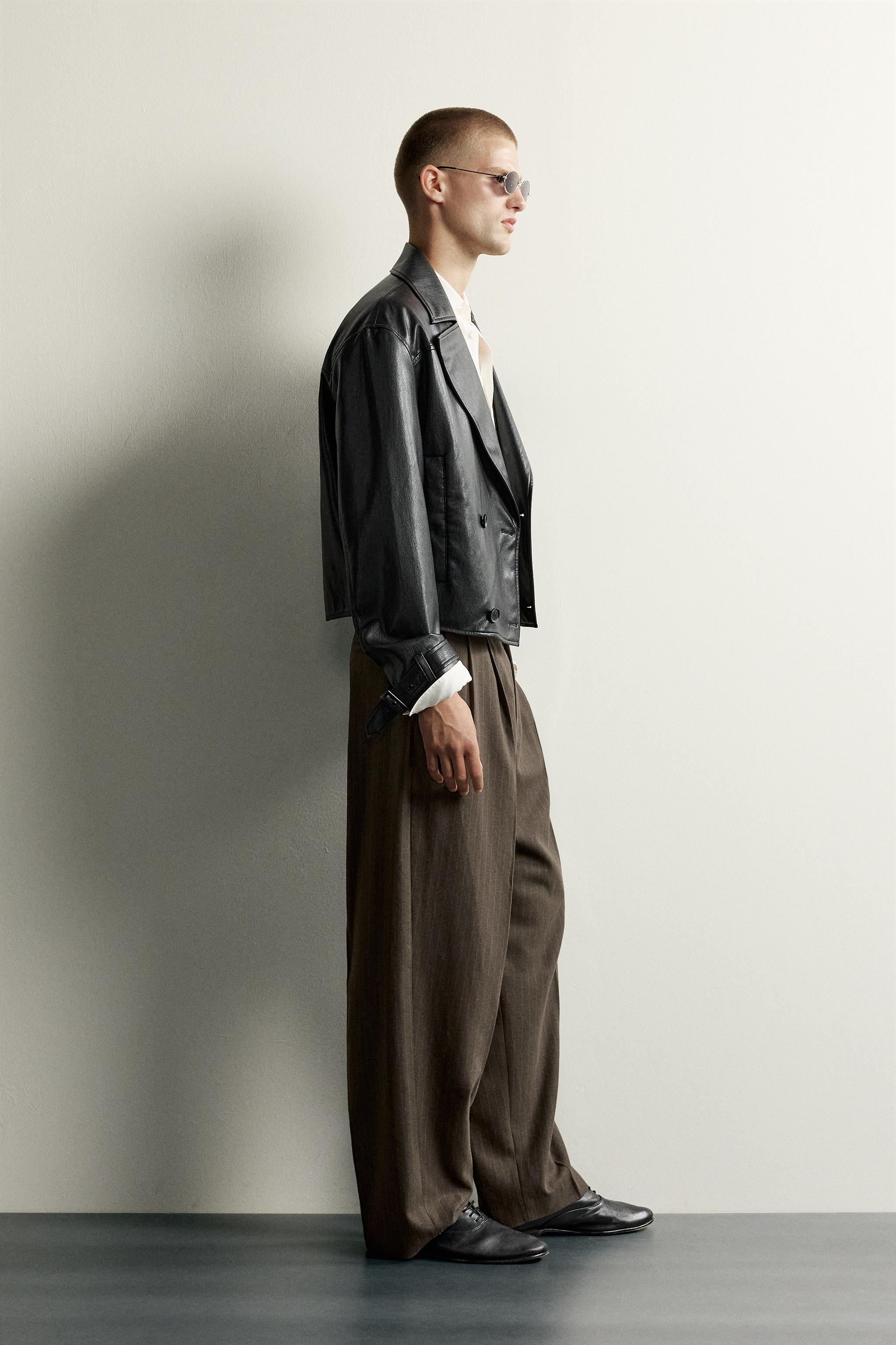 CROPPED FAUX LEATHER JACKET