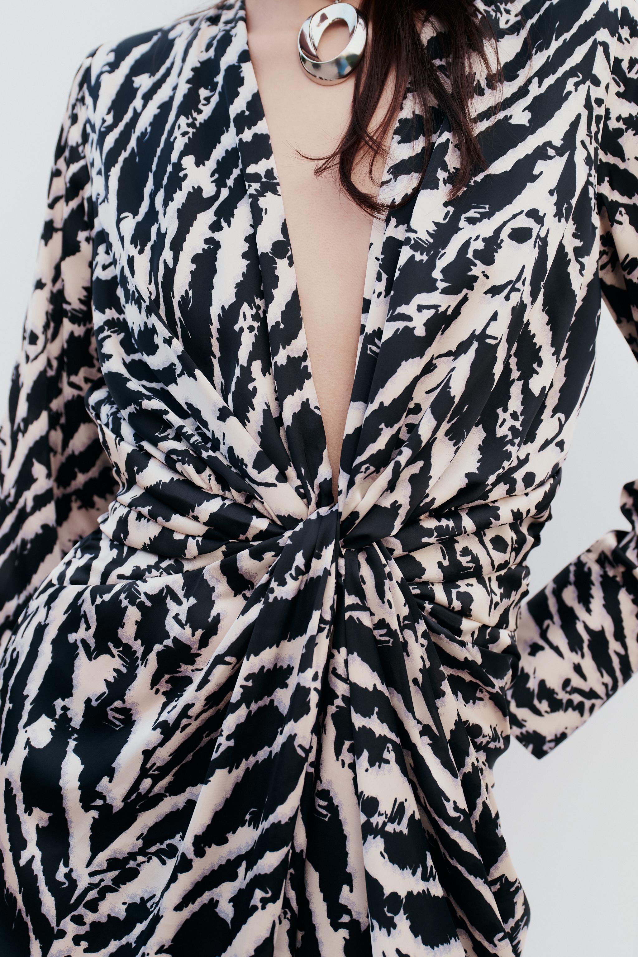 Zara animal hotsell print wrap dress