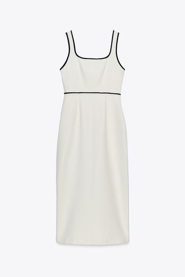 ROBE MIDI LISERÉS CONTRASTE - Beige clair de Zara - Image 8