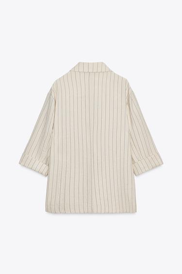 STRIPED DOUBLE-BREASTED BLAZER - Ecru / Black by Zara - Image 5