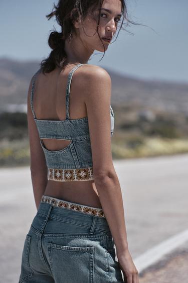Z1975 DENIM CROCHET TOP - Mid-blue by Zara - Image 3