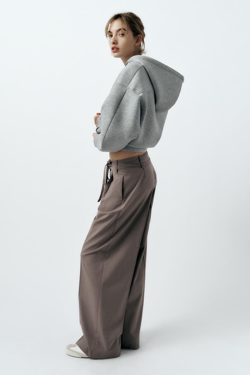 HIGH-WAIST TROUSERS - Light mink