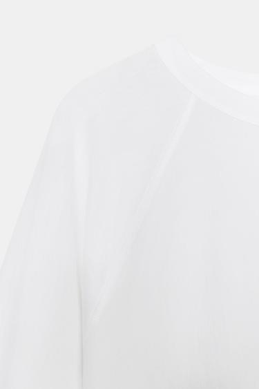 T-SHIRT À MANCHES LONGUES RAGLAN - Blanc de Zara - Image 7