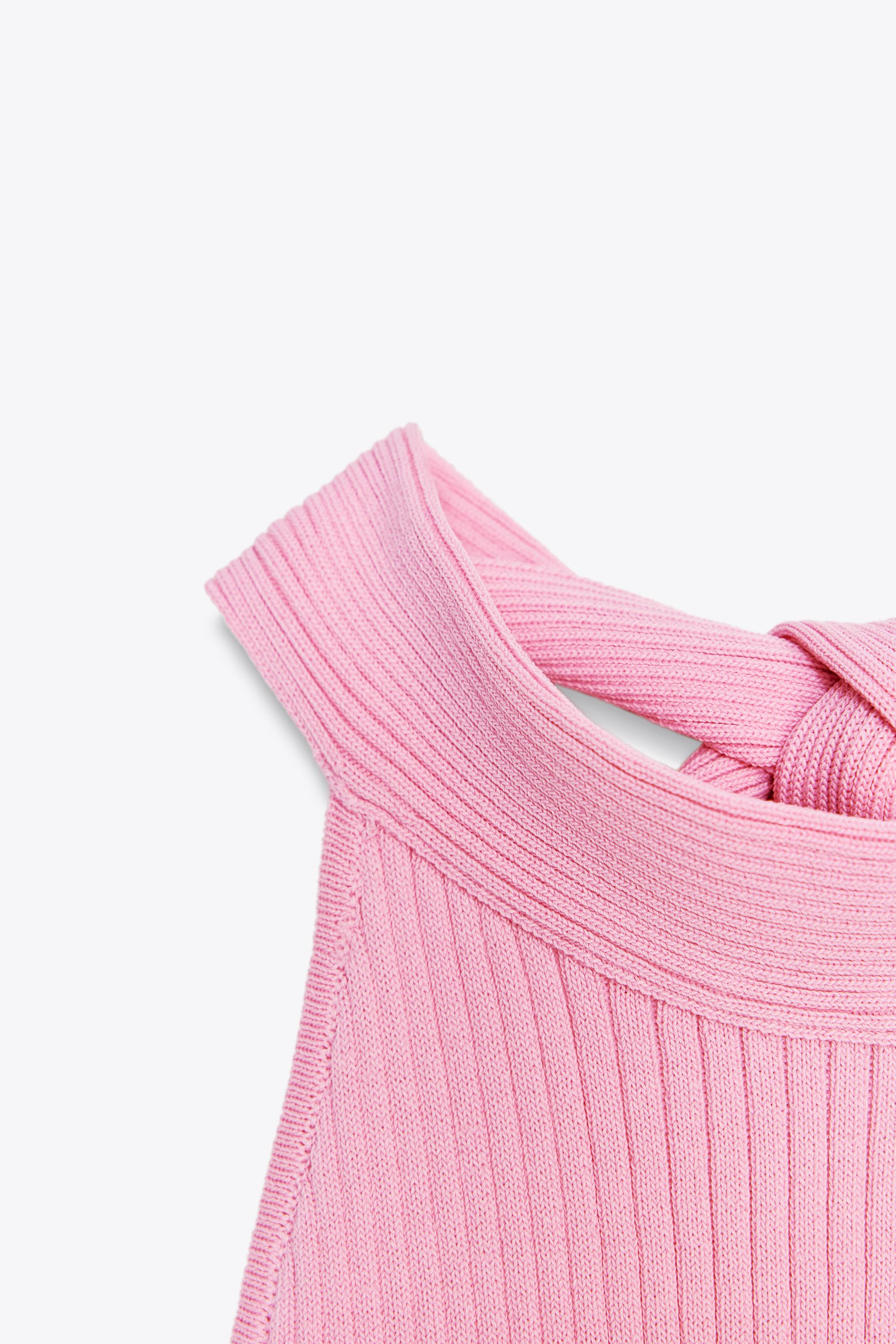 TIED KNIT HALTER TOP - Pink | ZARA United States