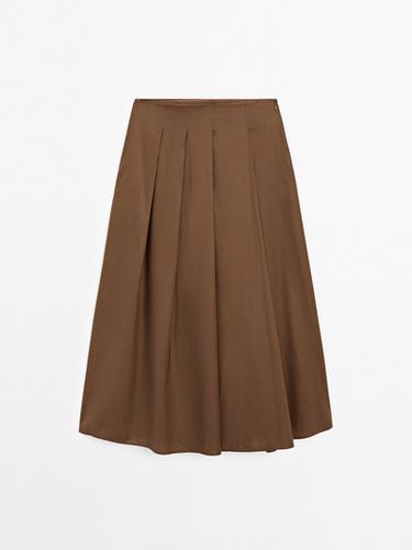 Zara Long box pleat skirt - Mink marl