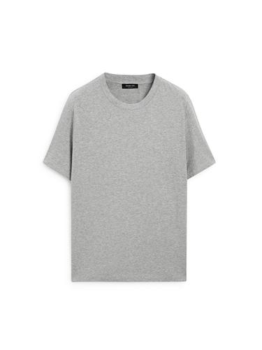 Zara Short sleeve cotton melange T-shirt - Gray marl