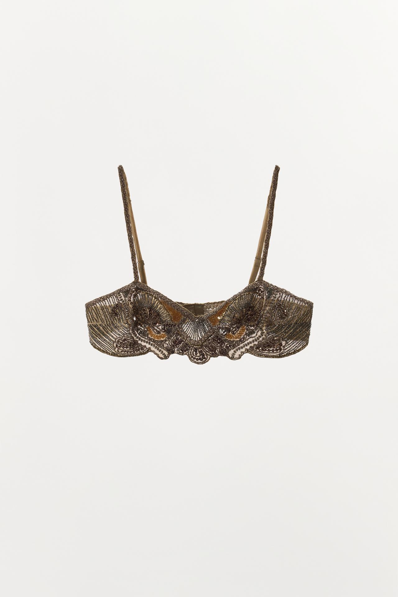 LIMITED EDITION BEADED EMBROIDERED BRA — Bronze
