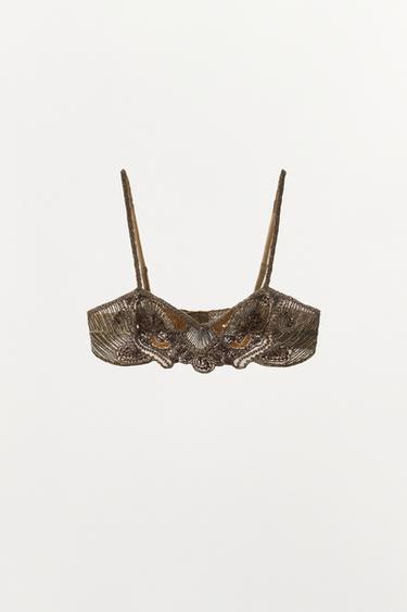 LIMITED EDITION BEADED EMBROIDERED BRA — Bronze 1