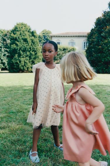 VESTIDO COMBINADO TUL ESTAMPADO FLORES - Crudo de Zara