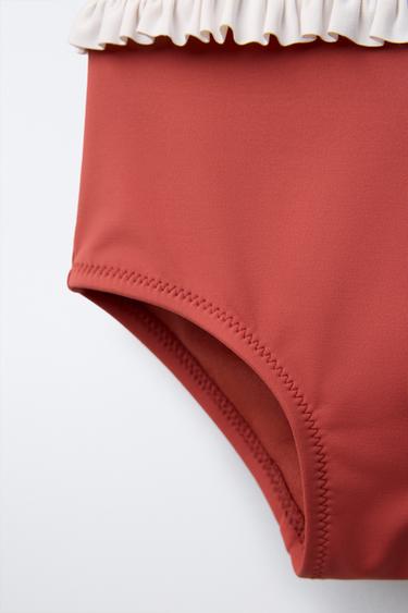2-6 YEARS/ SWIMSUIT WITH ELASTIC AND BOWS - Terracotta by Zara - Image 3