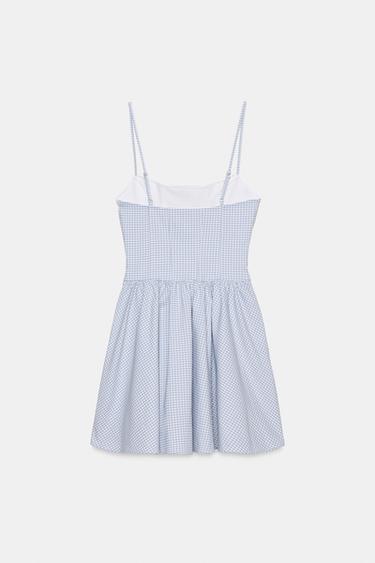 VOLUMINOUS GINGHAM CORSET DRESS - Blue/White by Zara - Image 6