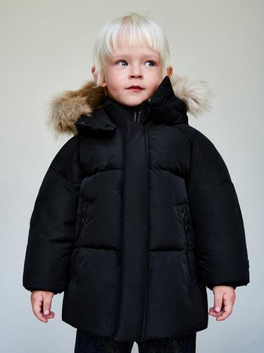 معطف ريش طويل طارد للماء ومقاوم للرياح - أسود الخاص بـ Zara