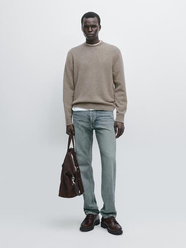 Zara 100% wool knit crew neck sweater - Tortoise shell - Image 0
