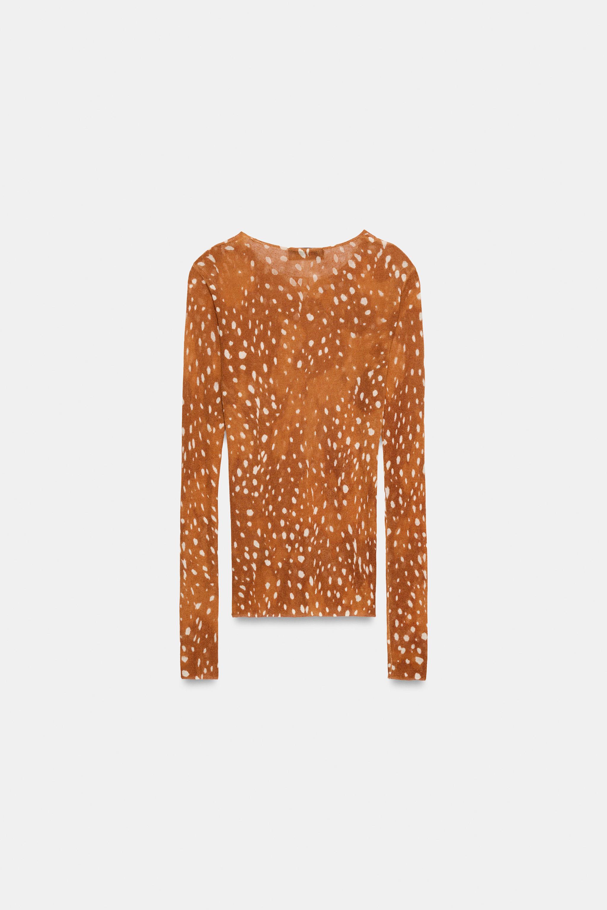 Zara Desenli Triko Top görsel 4