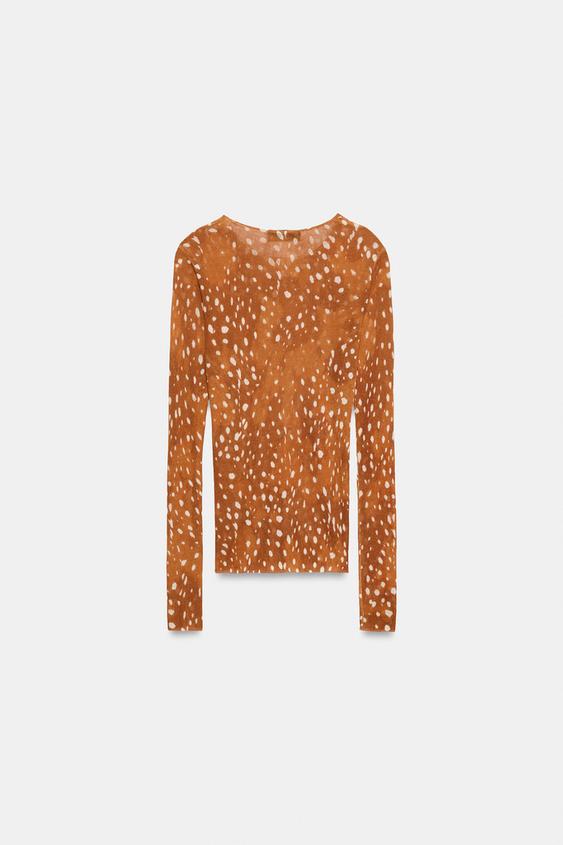 TOP EN MAILLE À IMPRIMÉ ANIMALIER - unique de Zara - Image 6
