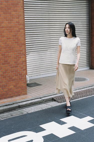 FLOWING SEMI-SHEER SKIRT - Light green by Zara