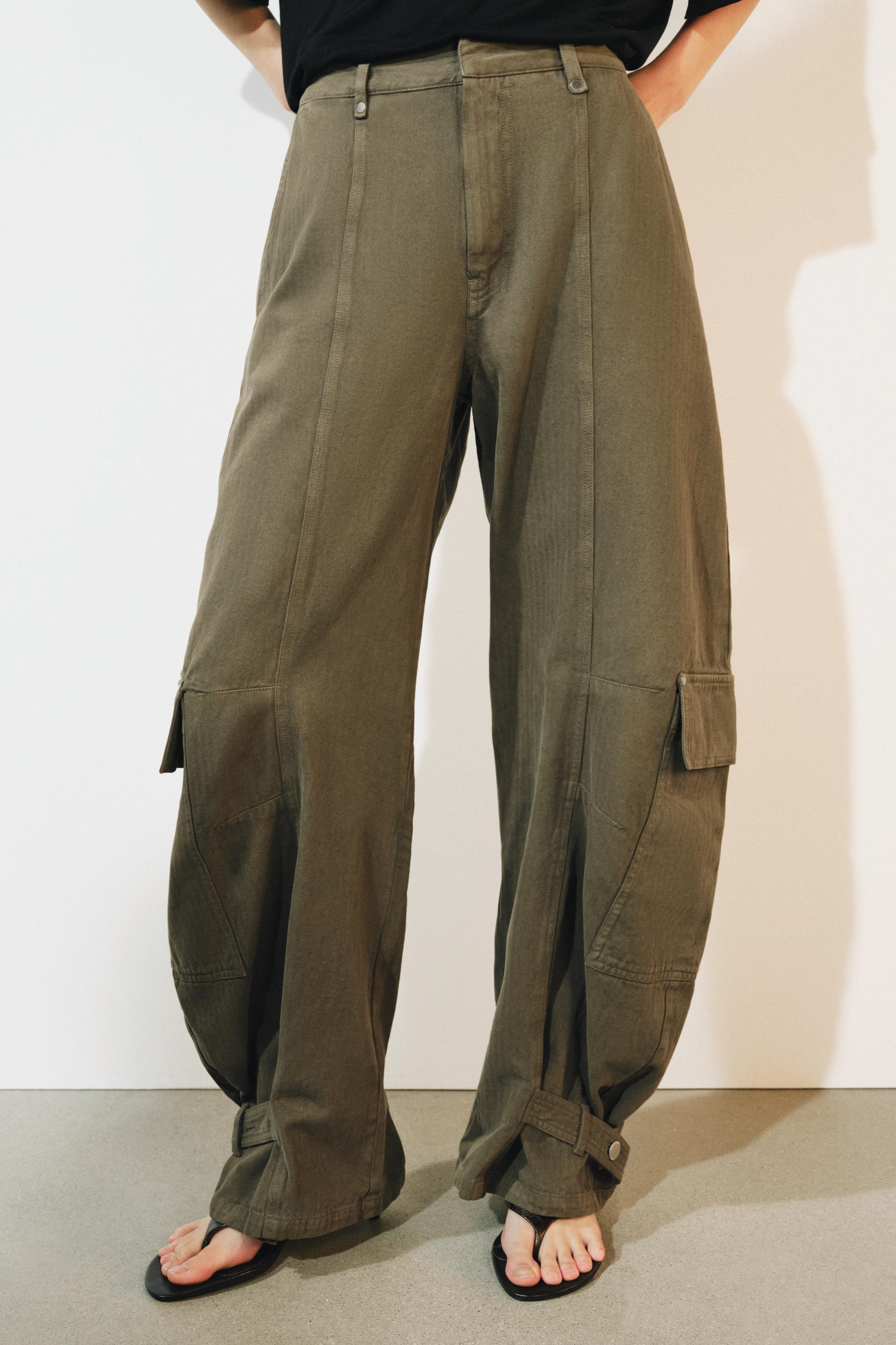 Женские брюки Zara ZW COLLECTION BARREL CARGO PANTS — фото 2