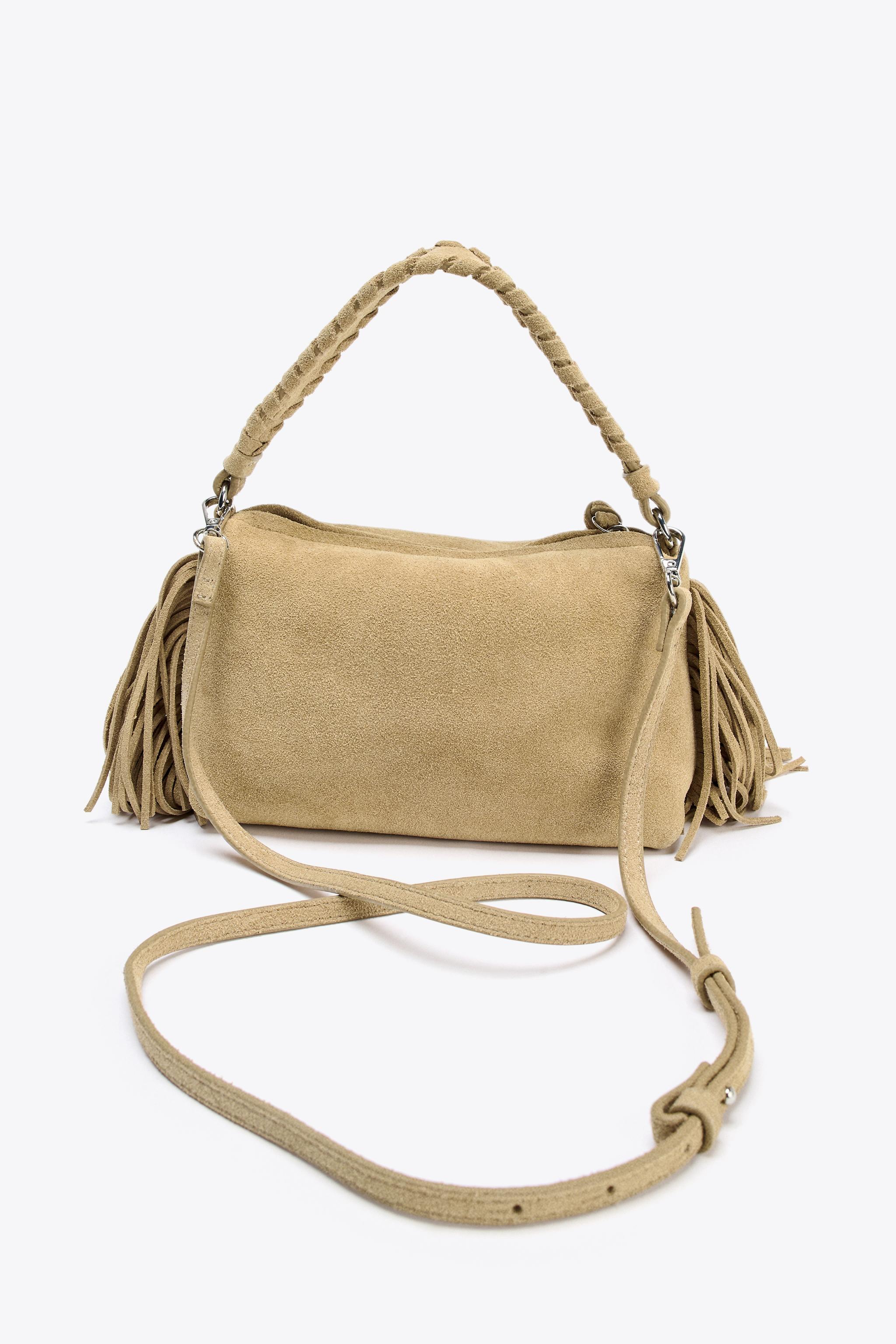 MINI SAC À FRANGES EN CUIR VELOURS