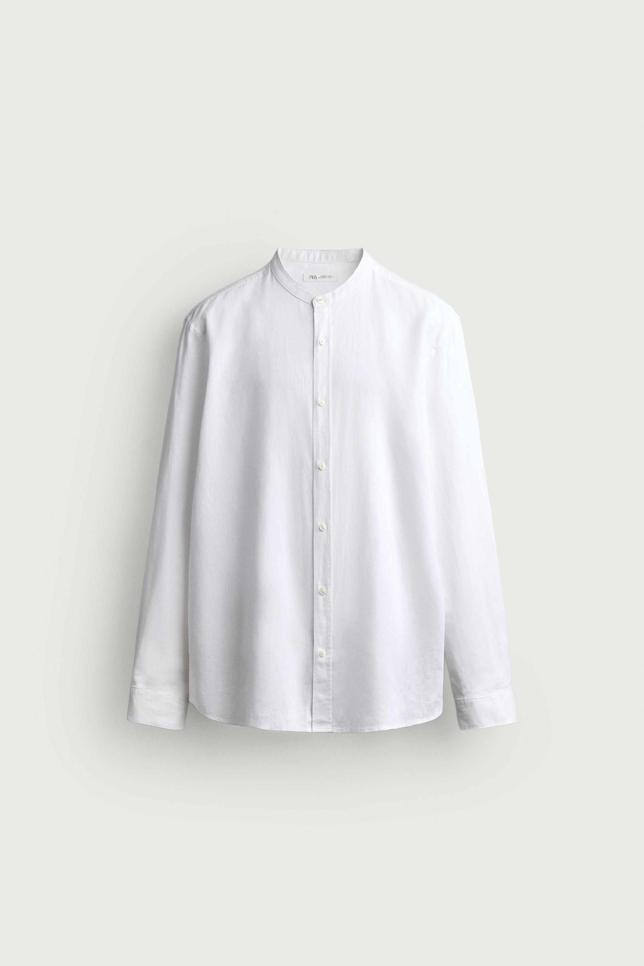 LINEN COTTON RELAXED FIT SHIRT — White