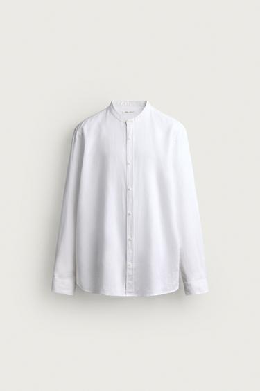 RELAXED-FIT-HEMD AUS LEINEN UND BAUMWOLLE - Weiß von Zara
