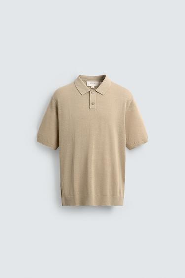 POLO EN MAILLE SOIE ET LIN - Sable de Zara