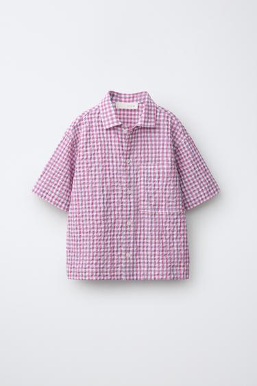CHEMISE À CARREAUX EFFET FROISSÉ - Rose / Blanc de Zara - Image 0