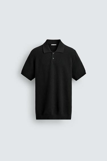 POLO REGULAR FIT EN MAILLE STRUCTURÉE - Noir de Zara