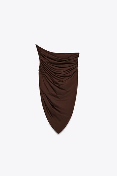 ASYMMETRIC DRAPED TOP - Brown by Zara - Image 5