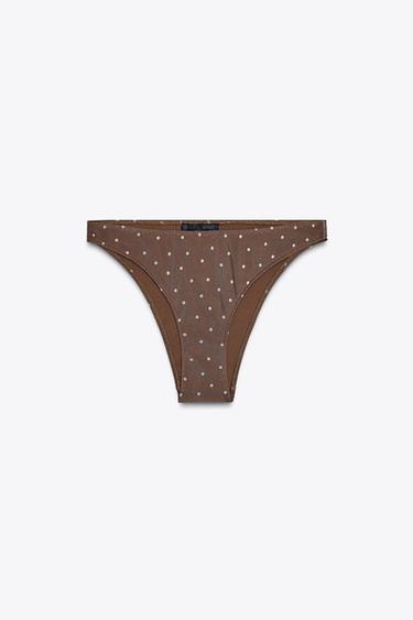 BIKINIBROEKJE VAN TUL MET STIPPEN - Bruin van Zara