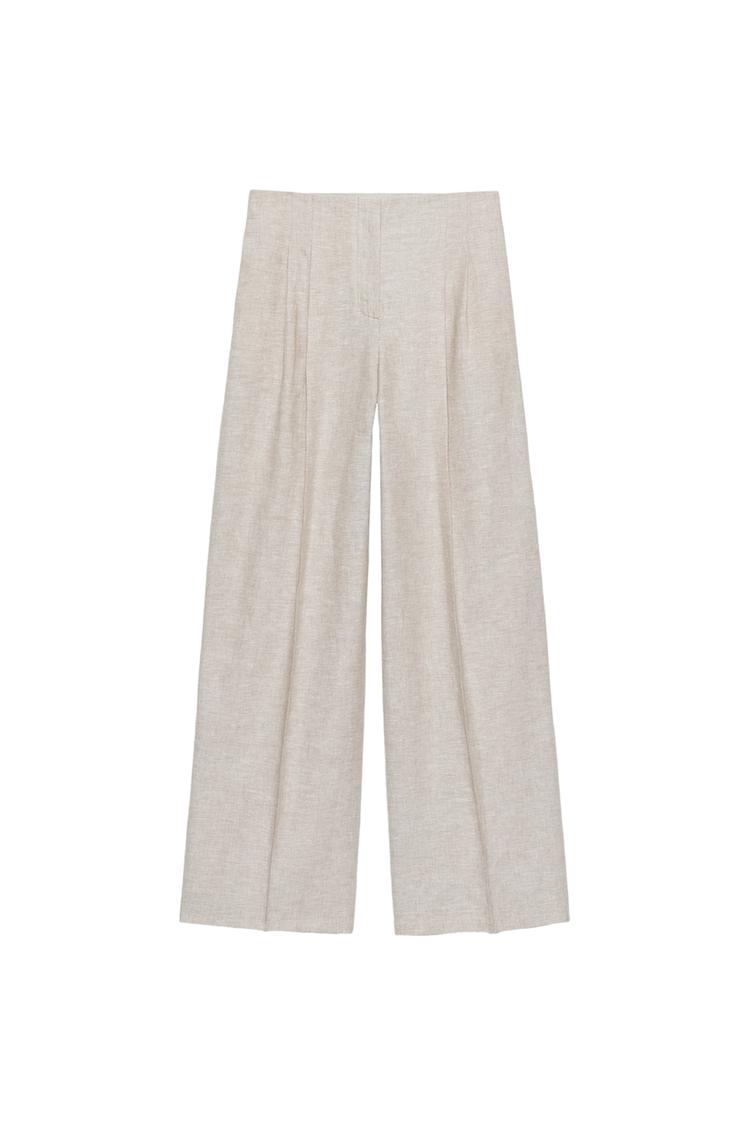 STRAIGHT-LEG LINEN BLEND DARTER TROUSERS