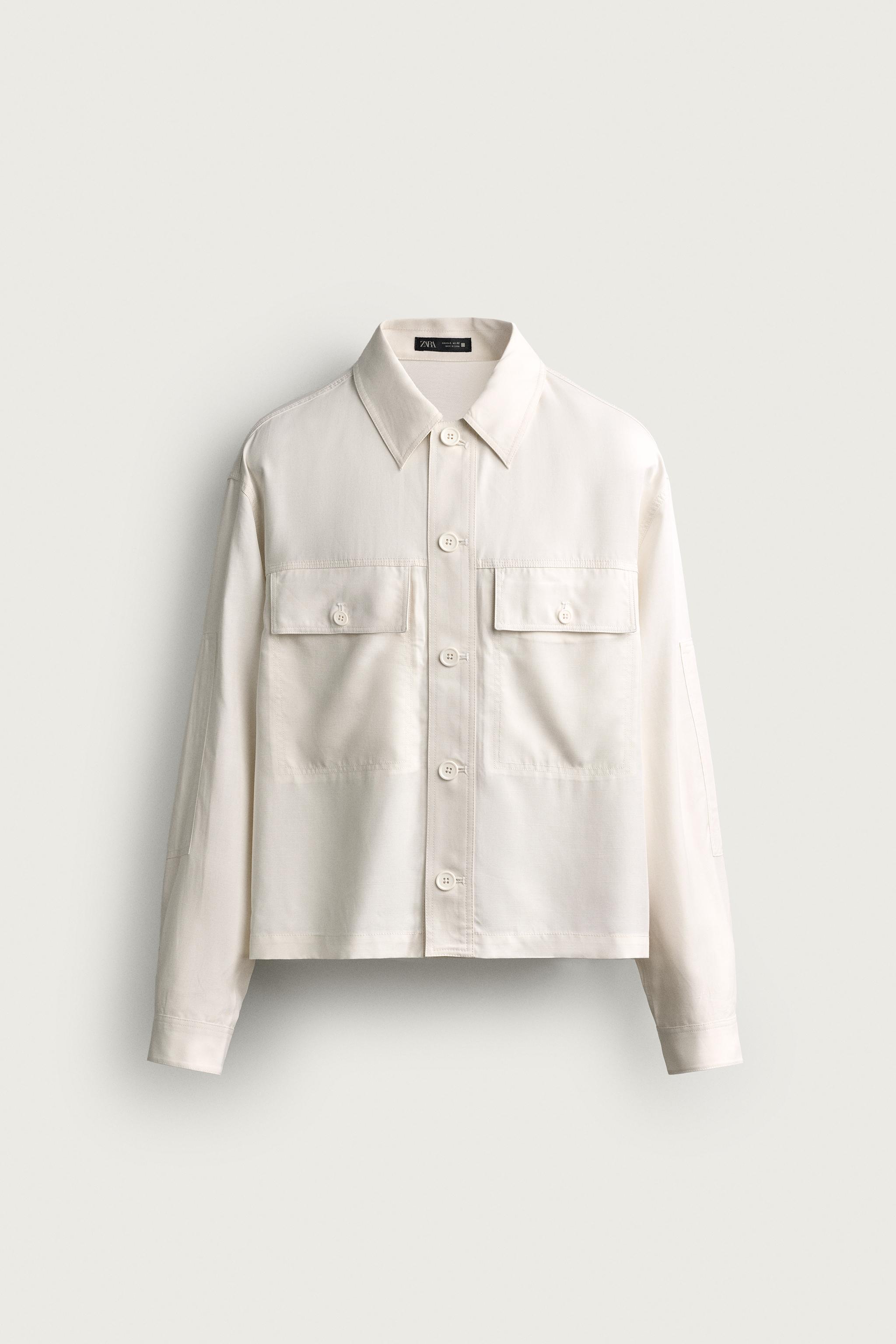 FLUID RELAXED FIT OVERSHIRT — Oyster-white
