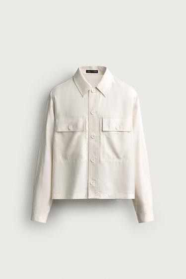 FLUID RELAXED FIT OVERSHIRT - Oyster-white by Zara