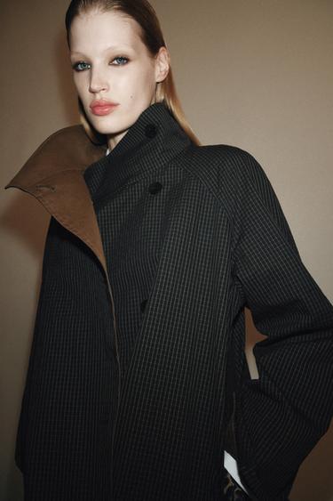 ZW COLLECTION REVERSIBLE SHORT TRENCH COAT - Black / Brown by Zara