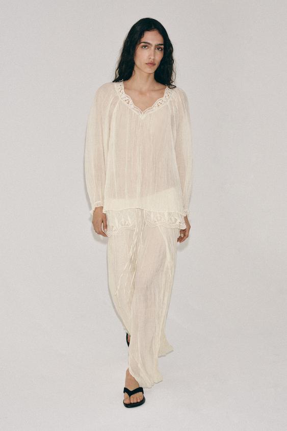 ZW COLLECTION EMBROIDERED SASH MIDI SKIRT from Zara - $99.90
