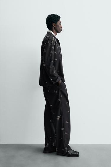 RELAXED FIT SEQUIN TROUSERS - Dark navy by Zara - Image 3