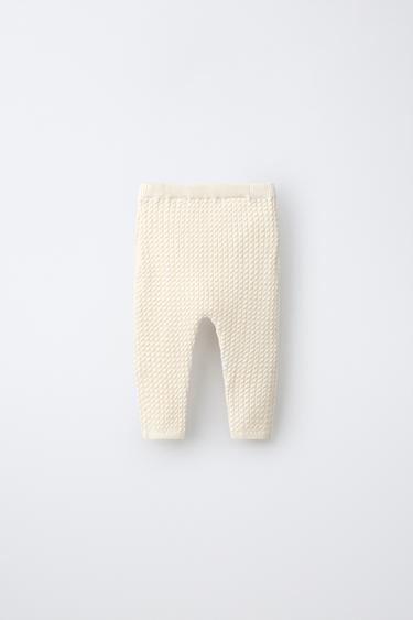 CABLE KNIT LEGGINGS — Ecru 2