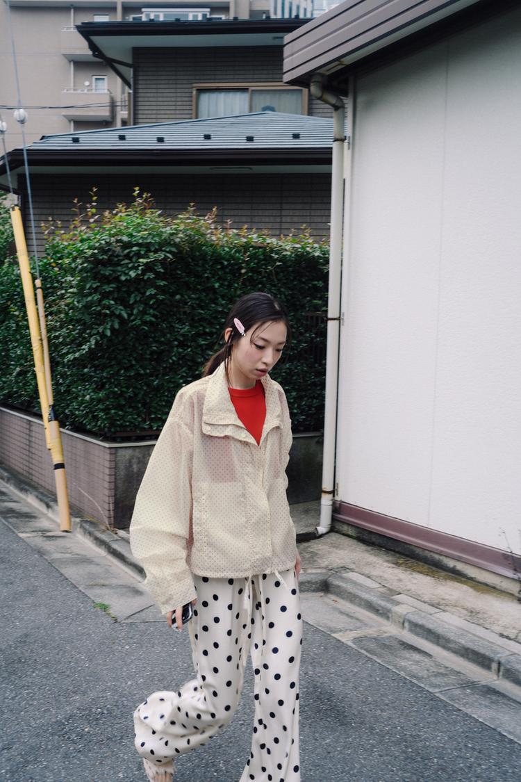 POLKA DOT ADJUSTABLE HEM JACKET